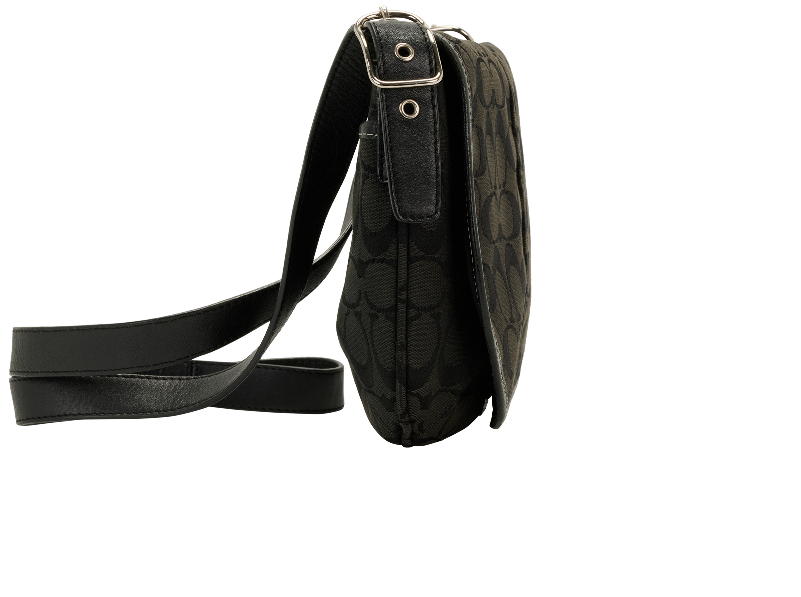 Signature Shoulder Bag, &pound;120, Handbags, Black, Canvas, Side view